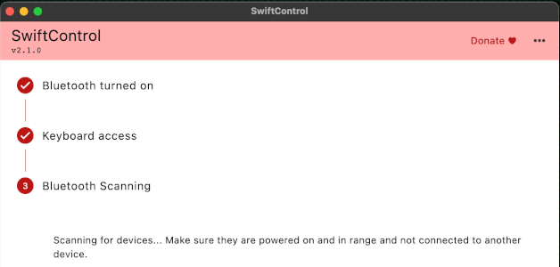 SwiftControlを起動したところ